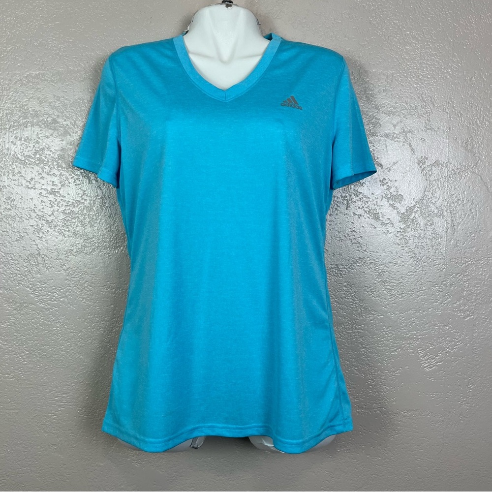 5 for $30 Adidas women short sleeve V- neck athletic blue‎ tee shirt size M
